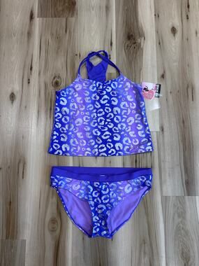 Joe Boxer Girls Tankini Set Purple & Silver Plus Size 18½